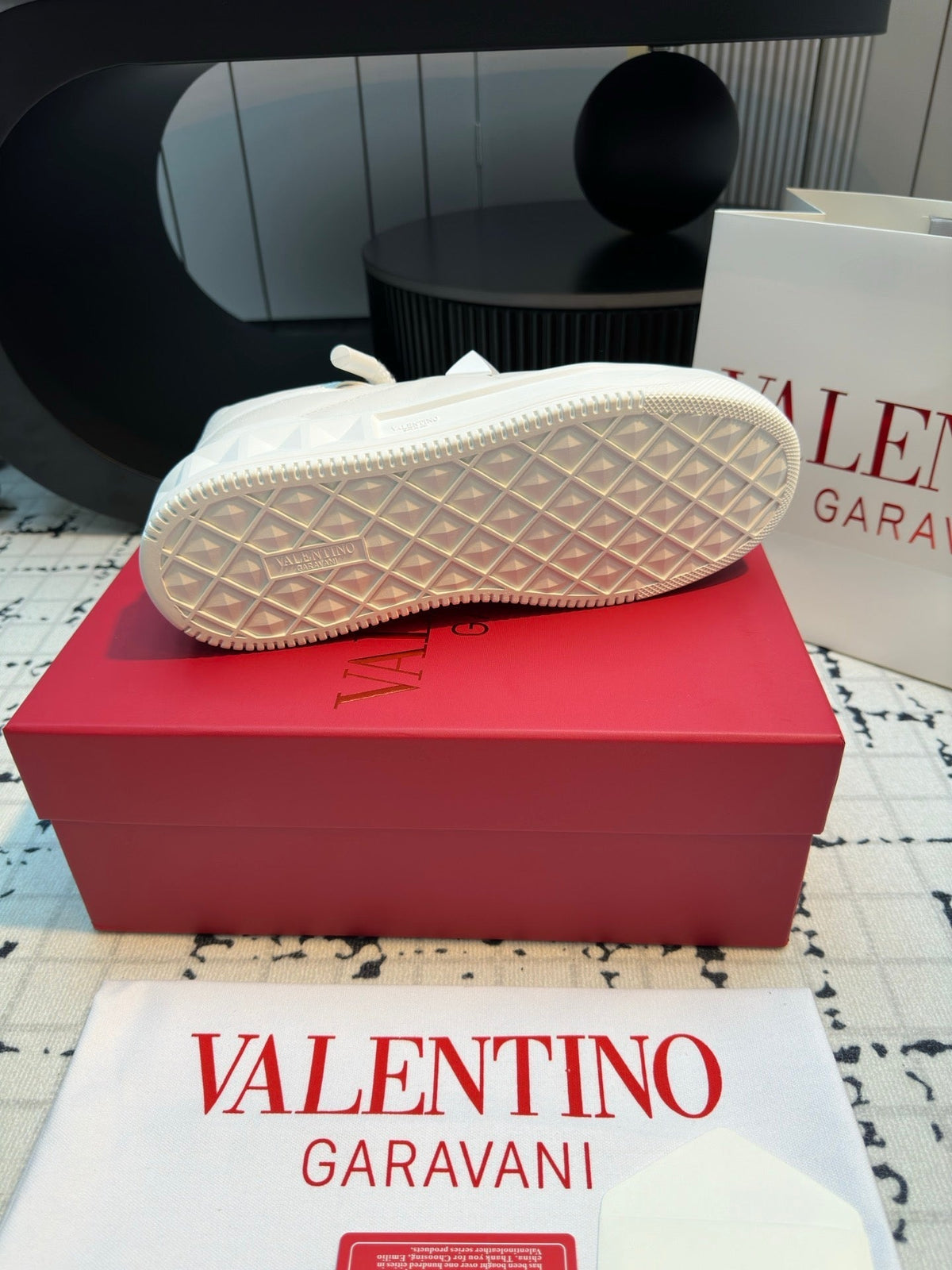 One Stud Xl Trainer In White Nappa Leather And Mesh Fabric 824990