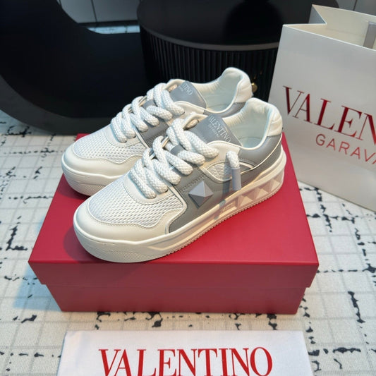 One Stud Xl Trainer In White Mix Grey Nappa Leather And Mesh Fabric 824989