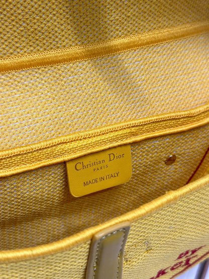 Dior 2026 Saddle Bag 25.5cm Yellow mix Red Canvas 289472