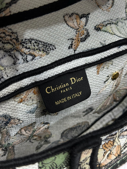 CD Saddle Bag 25.5cm Black Green White Butterfly Embroidery Canvas