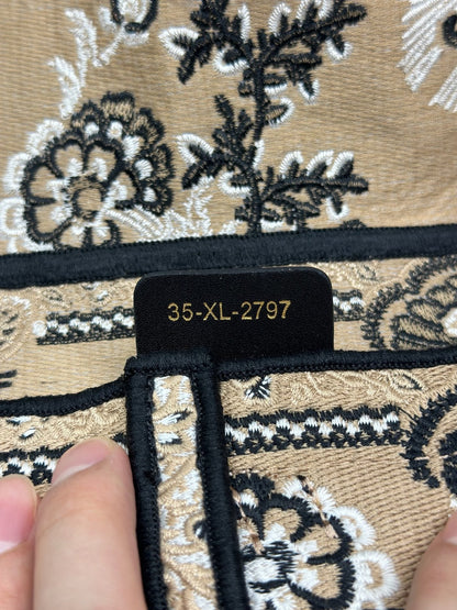 CD Saddle Bag 25.5cm Black Beige Butterfly Embroidery Canvas