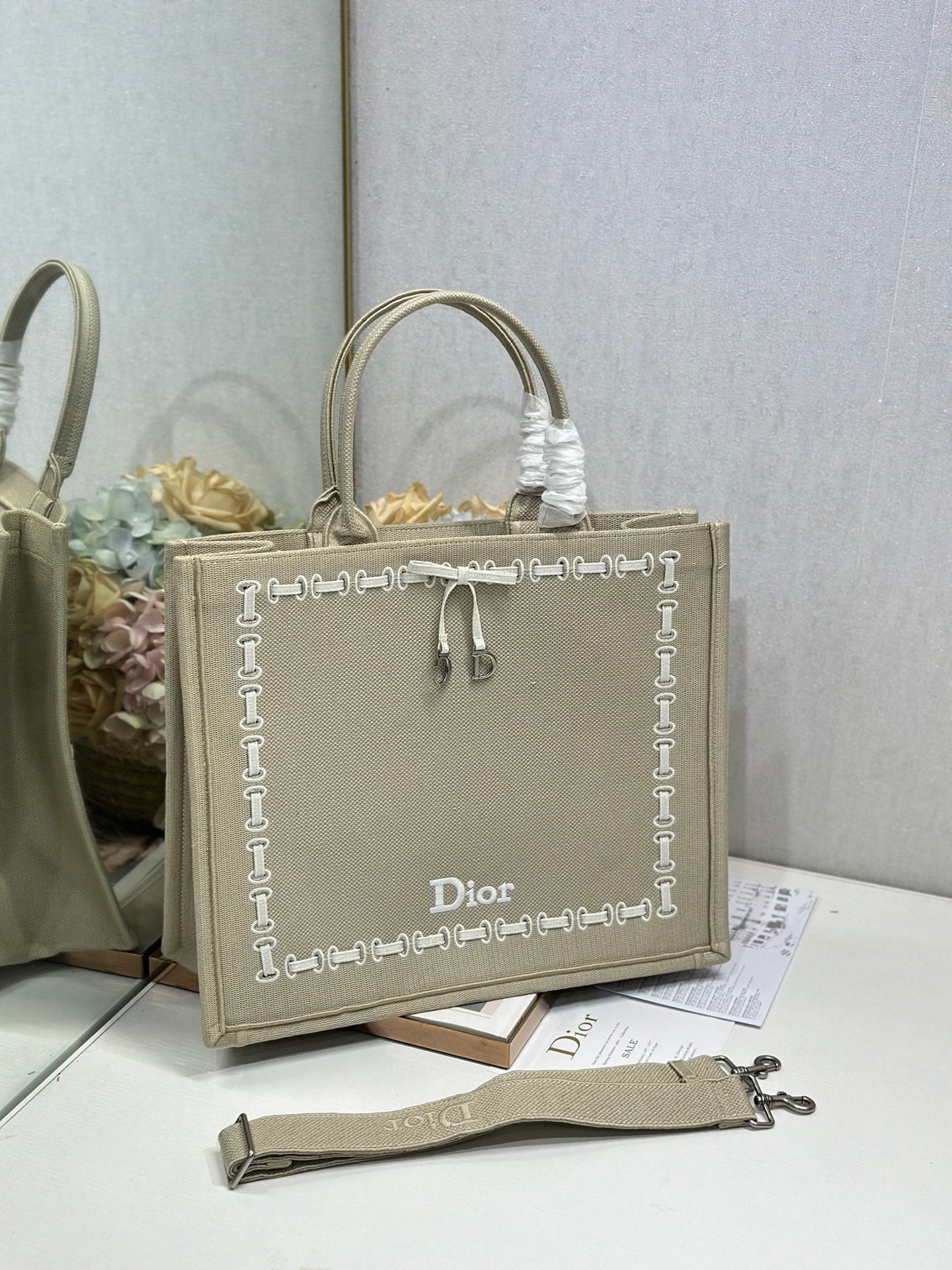 Dior 2026 Book Tote Bag Beige mix White Canvas 290893