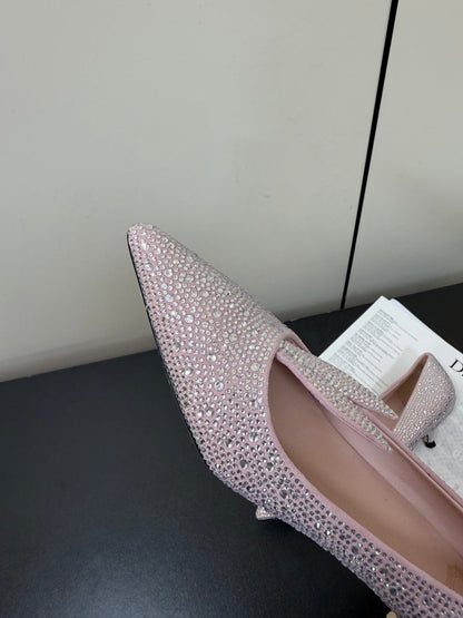 CD 26s Pointed-Toe High Heels 35mm In Pink Suede Crystal