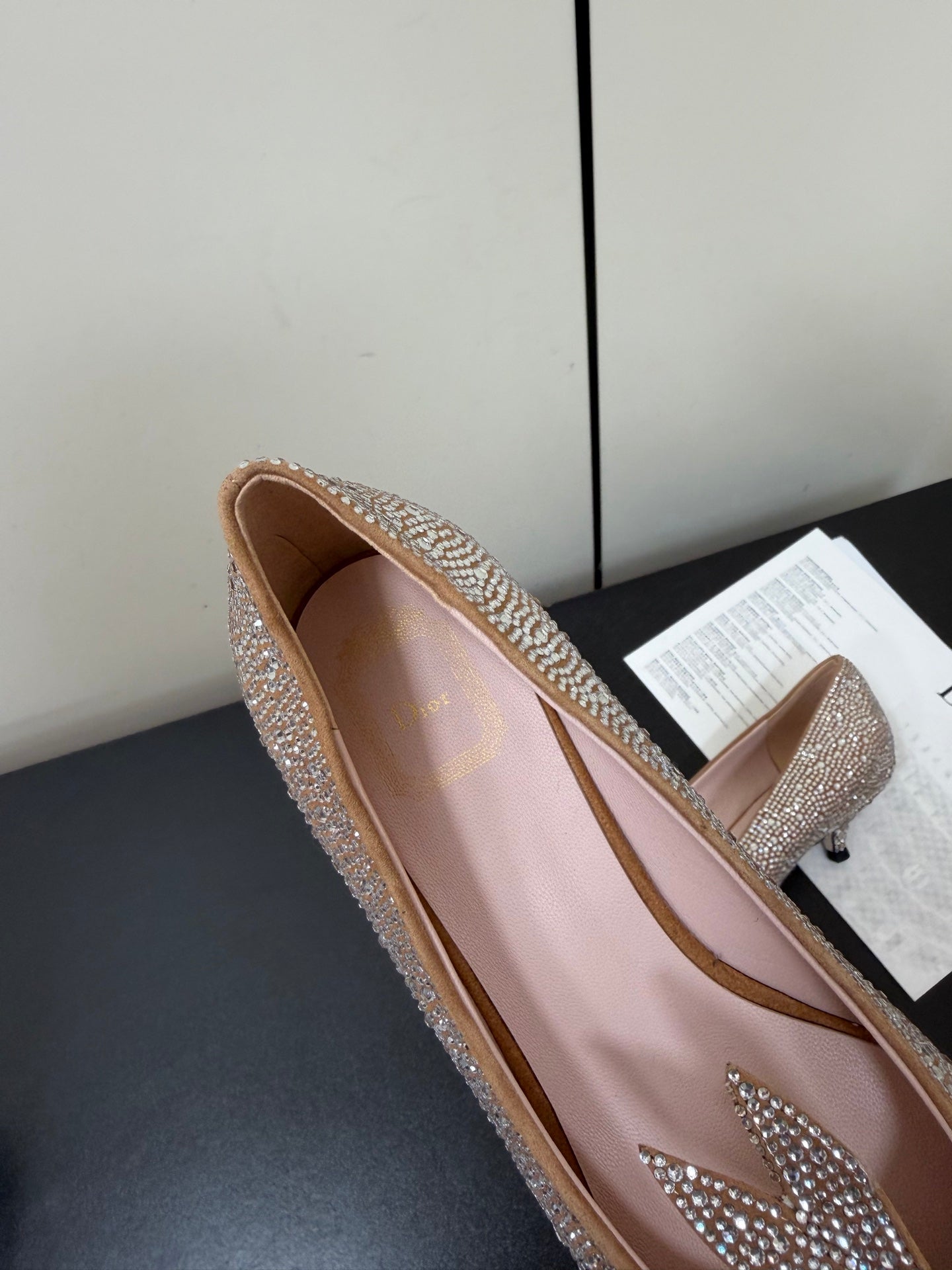 CD 26s Pointed-Toe High Heels 35mm In Nude Suede Crystal