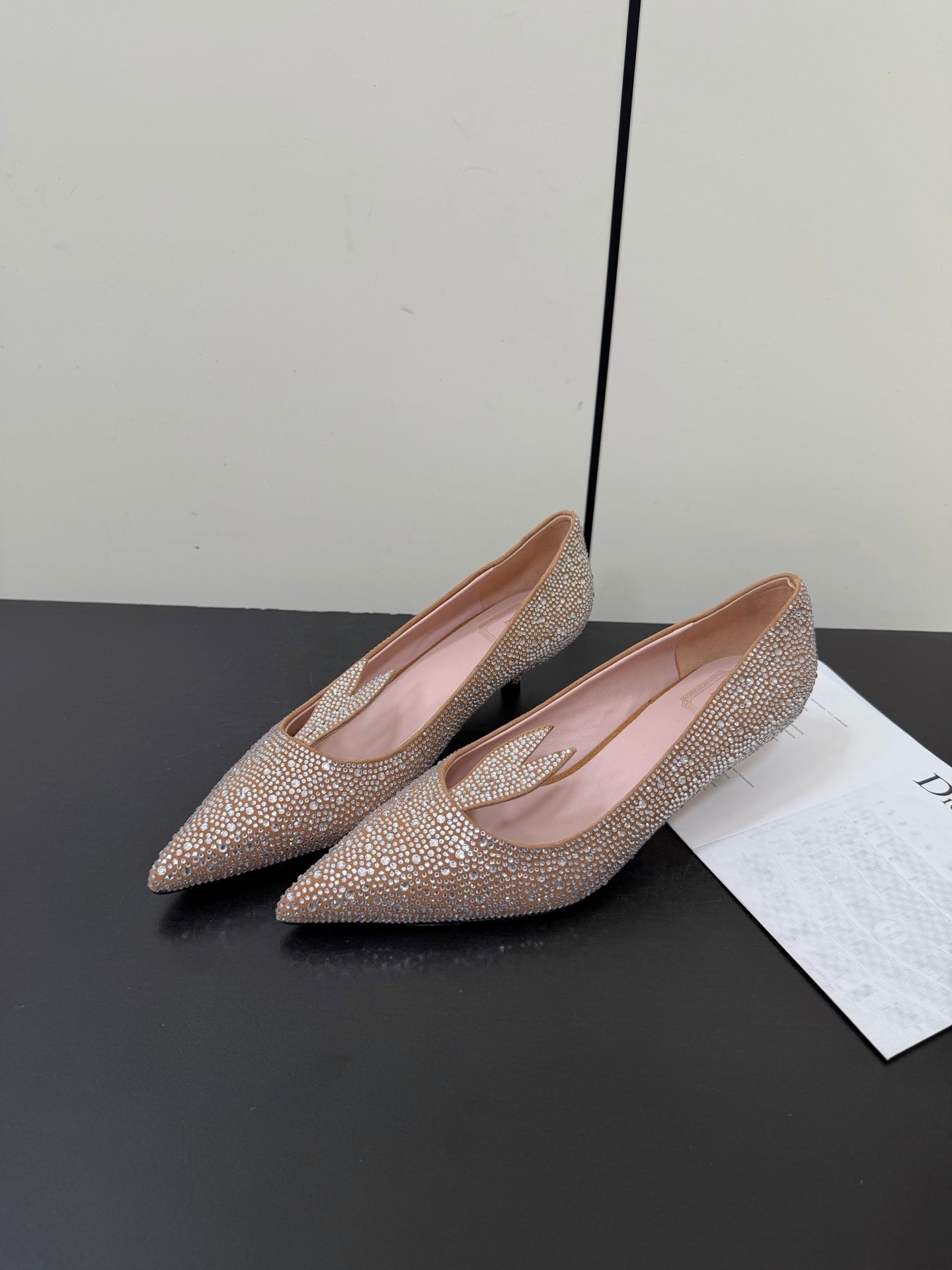 CD 26s Pointed-Toe High Heels 35mm In Nude Suede Crystal