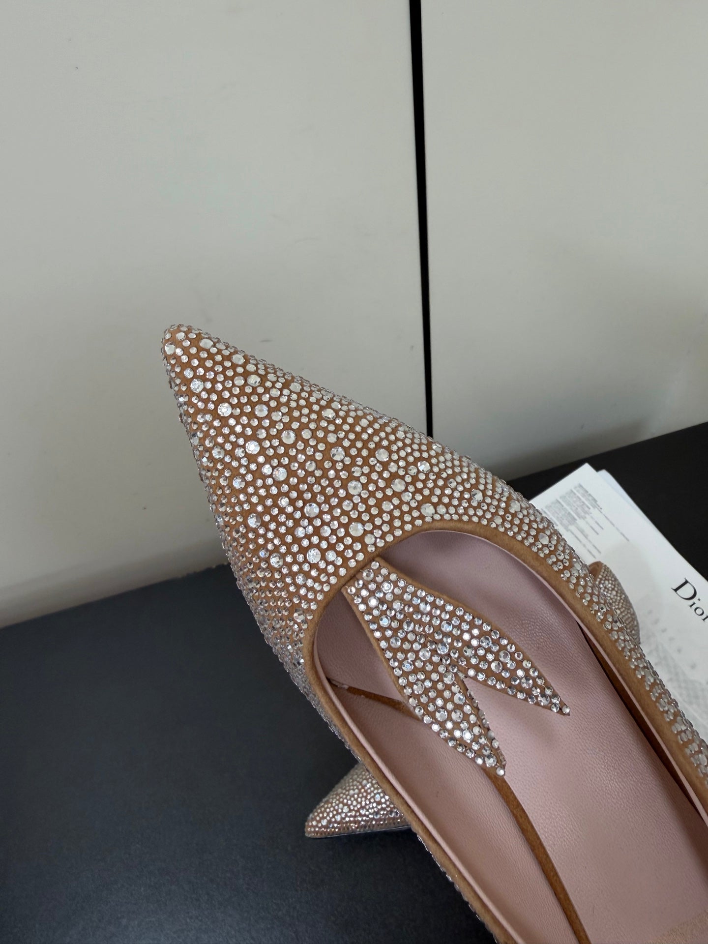 CD 26s Pointed-Toe High Heels 35mm In Nude Suede Crystal