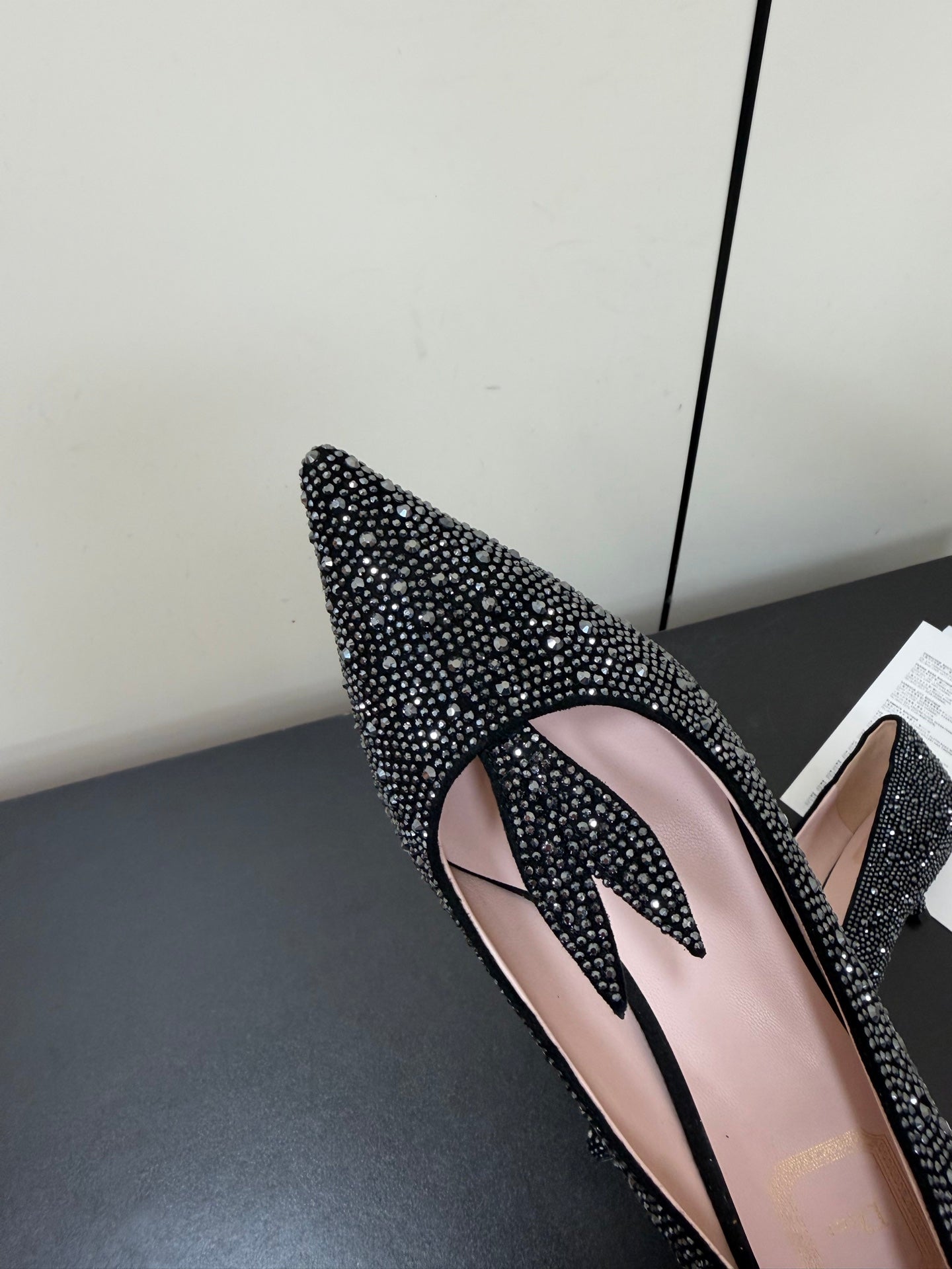 CD 26s Pointed-Toe High Heels 35mm In Black Suede Crystal