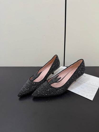 CD 26s Pointed-Toe High Heels 35mm In Black Suede Crystal