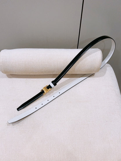 CELINE 26S REVERSIBLE BELT 18 MM IN WHITE AND BLACK CALFSKIN 656087