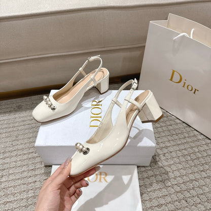 CD 25 slingback white pearls patent leather 396120