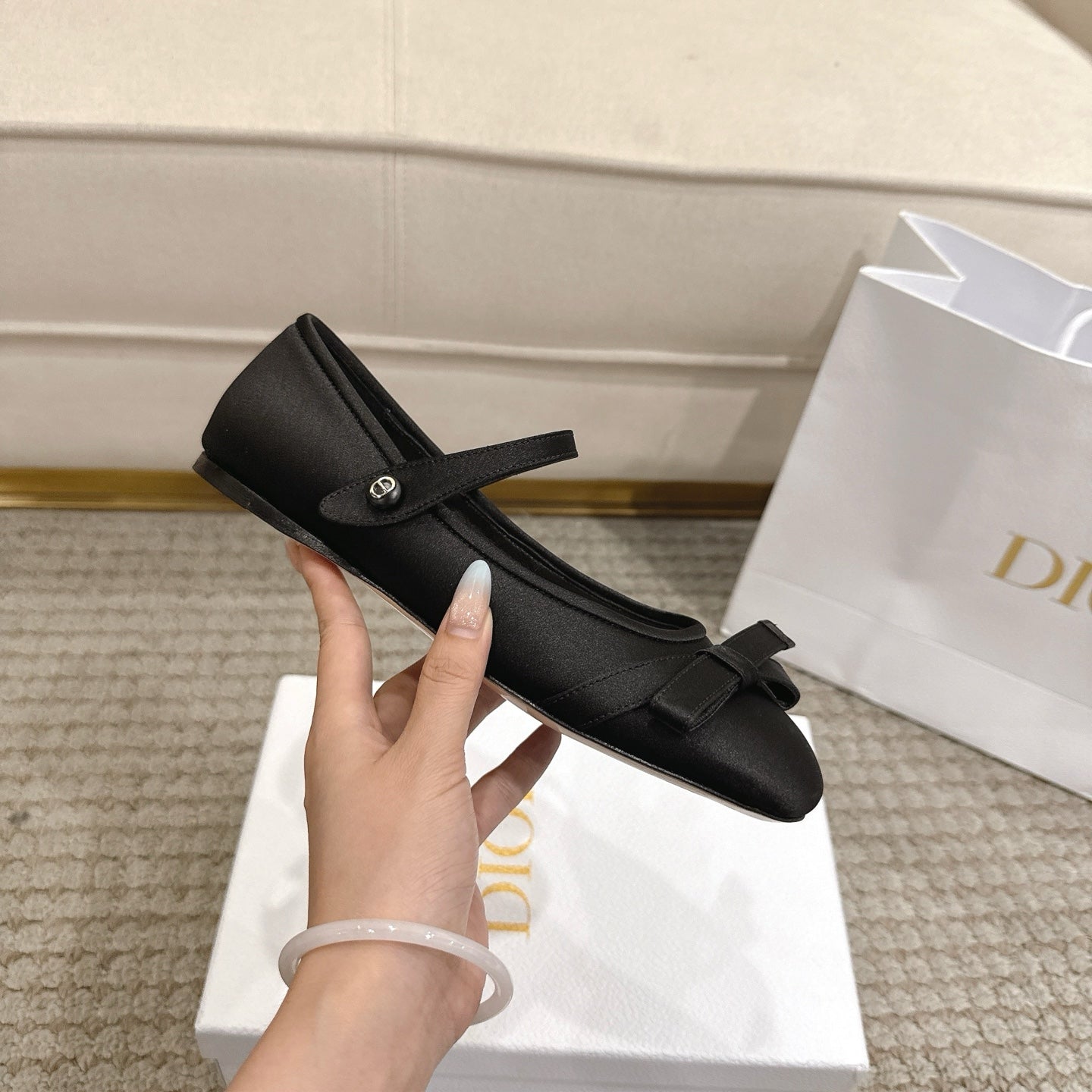 CD Lovely-D Raso Nero Ballerina Black Sheepskin  502333