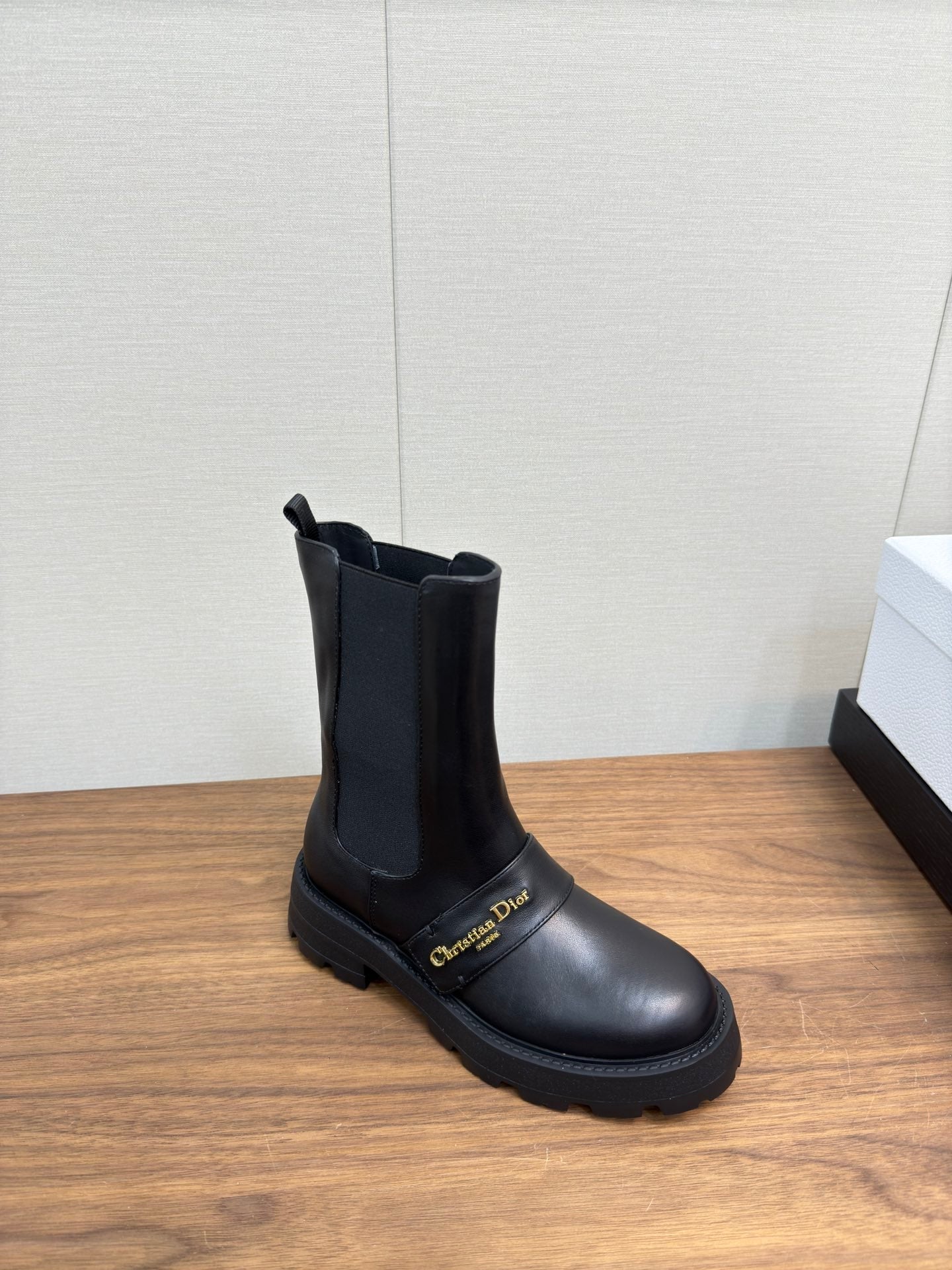 CD D-Quest Ankle Boot 40mm In Plain Black Calfskin 112933