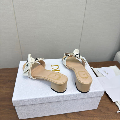 CD 26s J'Adior Chunky Heel 4.5cm Beige Canvas Lambskin 922451