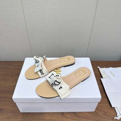 CD 26s J'Adior Slides Beige Canvas Lambskin 922455