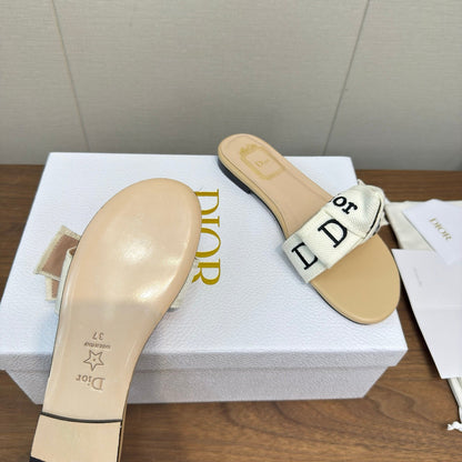 CD 26s J'Adior Slides Beige Canvas Lambskin 922455