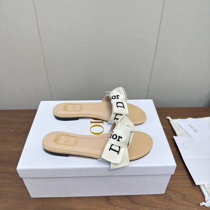 CD 26s J'Adior Slides Beige Canvas Lambskin 922455