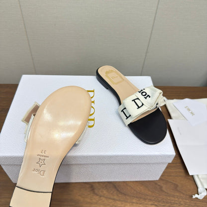 CD 26s J'Adior Slides Black Canvas Lambskin 922456