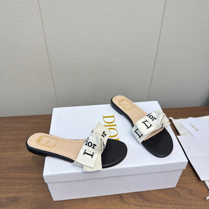 CD 26s J'Adior Slides Black Canvas Lambskin 922456