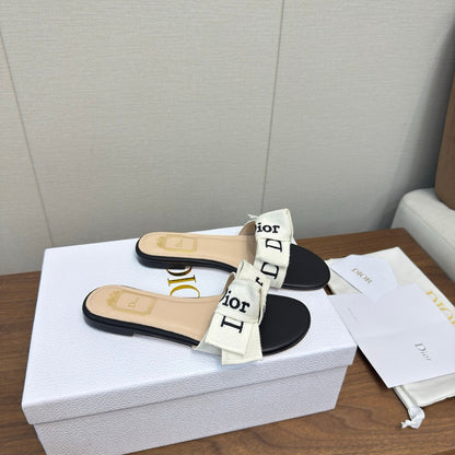 CD 26s J'Adior Slides Black Canvas Lambskin 922456
