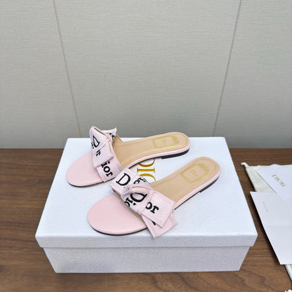 CD 26s J'Adior Slides Light Pink Canvas Lambskin 922458