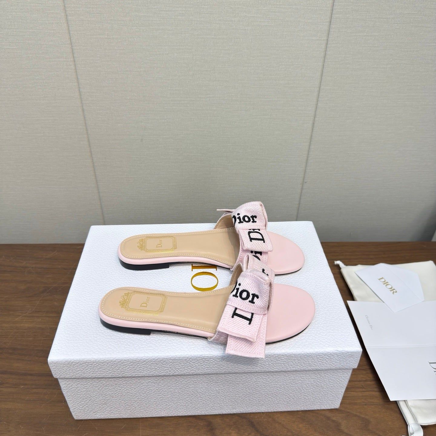 CD 26s J'Adior Slides Light Pink Canvas Lambskin 922458