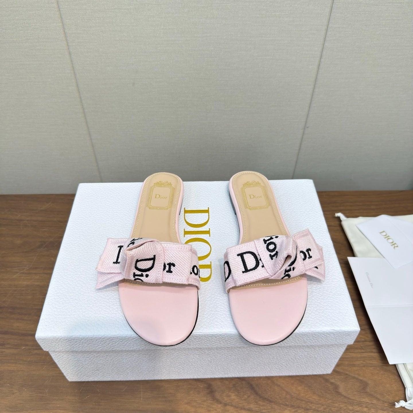 CD 26s J'Adior Slides Light Pink Canvas Lambskin 922458
