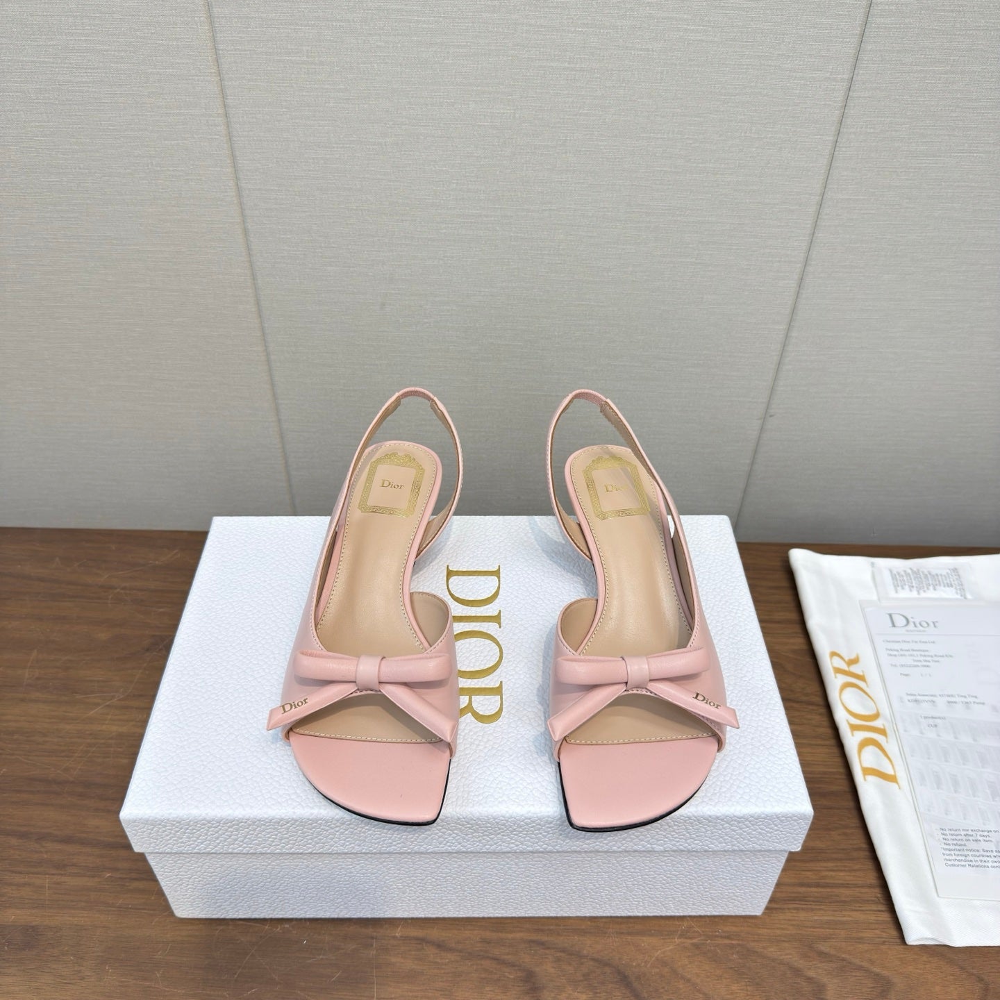 CD 26s Bow Heeled Slingback 3.5cm Light Pink Lambskin 922491