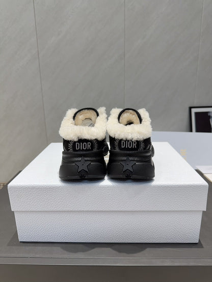 CD platform casual sneaker black wool suede mesh 539678