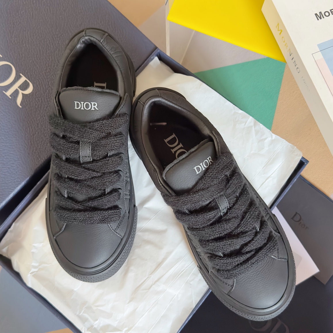 CD B33 Sneaker 40mm Black Monogram Cowhide