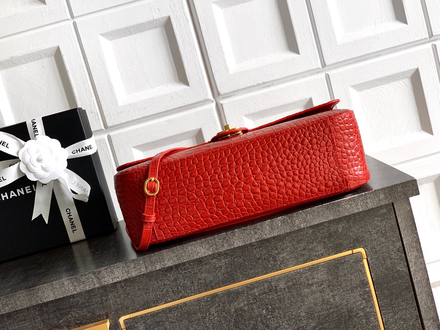 Chanel 2026 Bag 32cm Rich Red Embossed Cowhide