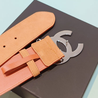 CC Belt 5.0 Brass Hardware Buckle Light Orange Leather 200104