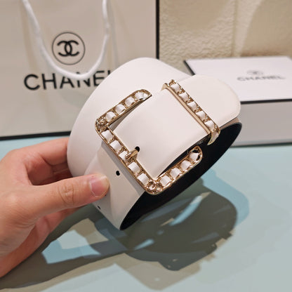 CC Belt 5.0 Prong Buckle White Leather 200090