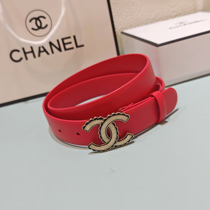CC Belt 3.0 Scalloped Edge Buckle Red Cowhide 200008