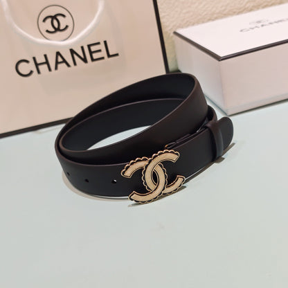 CC Belt 3.0 Scalloped Edge Buckle Black Cowhide 200005