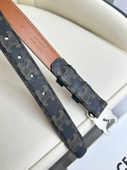 CEL Silver 25mm Triomphe Belt Blue Canvas 180416