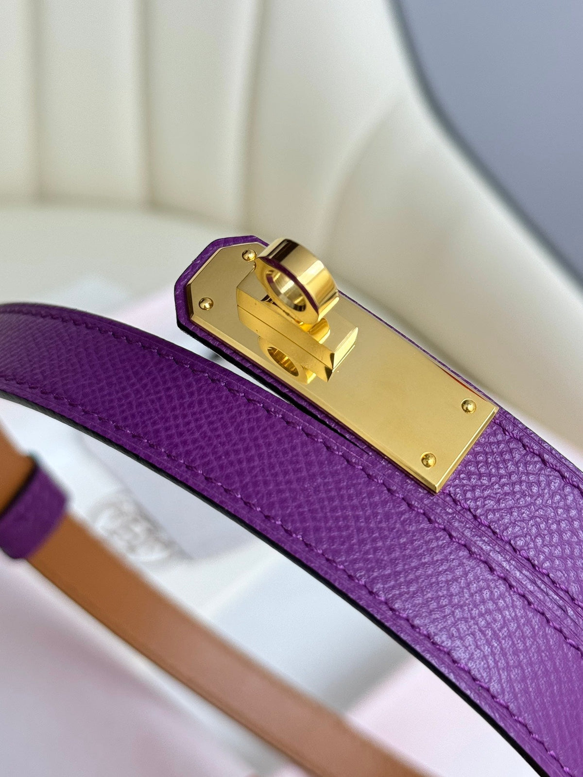 HM Kelly Belt 18mm Violet Epsom Leather
