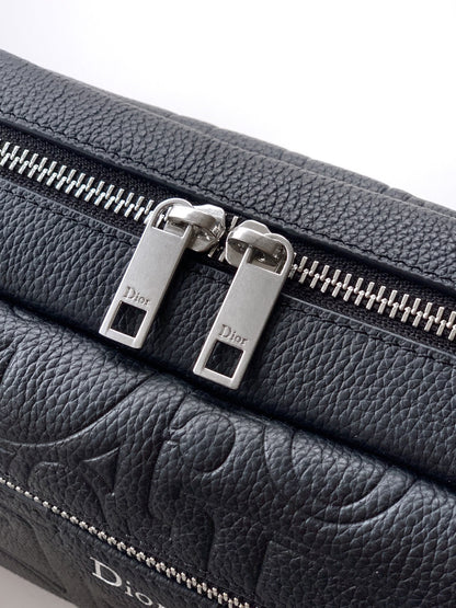 Dior 2026 Rider Zip-Up Messenger Bag 23cm Fabric And Grained Leather