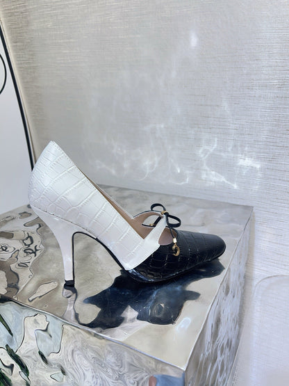 CD Miss Muse Pump Black White Crocodile Printed Calfskin 820064
