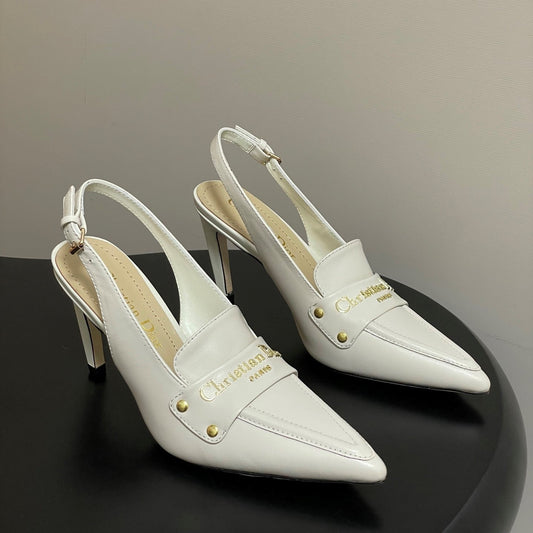 CD Boy Slingback Pump 85mm White Sheepskin 525831