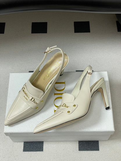 CD Boy Slingback Pump 85mm White Sheepskin 525831