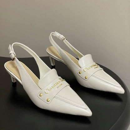 CD Boy Slingback Pump 50mm White Sheepskin 525833