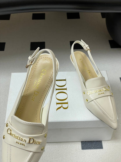 CD Boy Slingback Pump 50mm White Sheepskin 525833