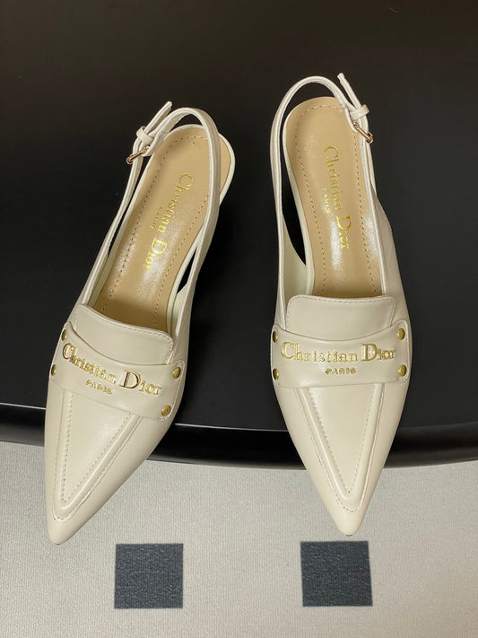 CD Boy Slingback Pump 50mm White Sheepskin 525833