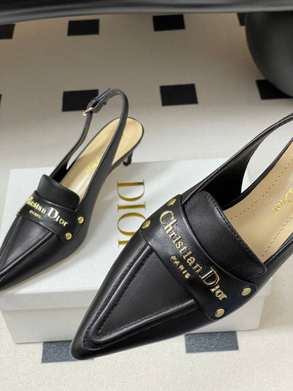 CD Boy Slingback Pump 50mm Black Sheepskin 525834
