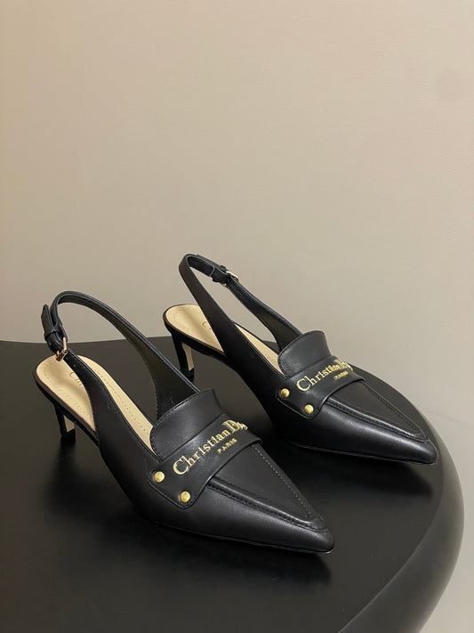 CD Boy Slingback Pump 50mm Black Sheepskin 525834