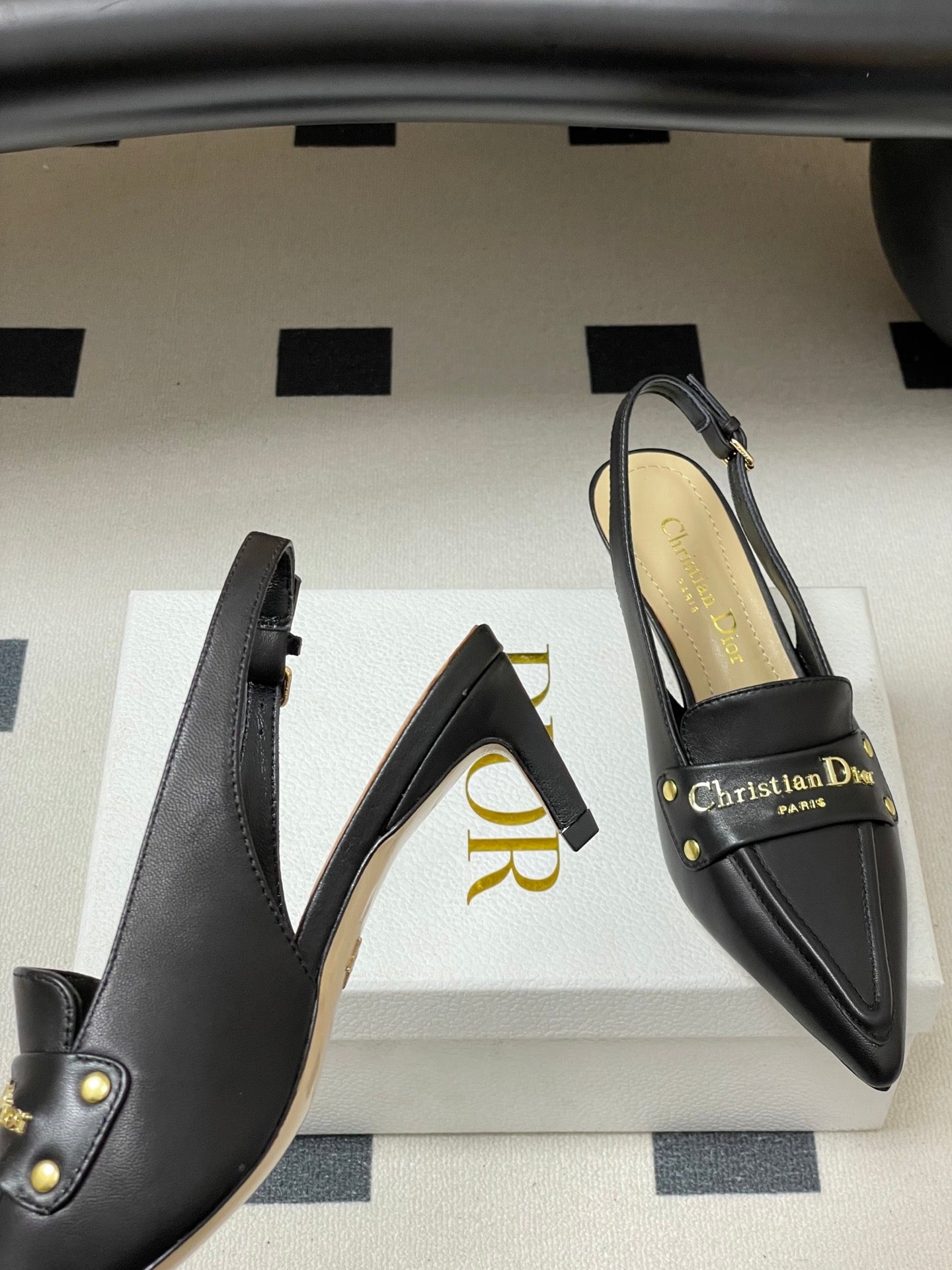 CD Boy Slingback Pump 50mm Black Sheepskin 525834