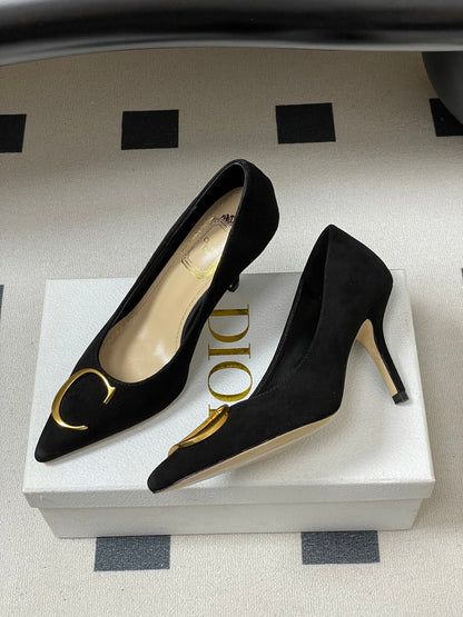 CD 26 High-Heeled 85 Pumps Black Suede 593596