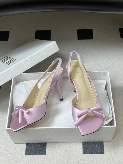 CD 26 Slingback 85 Light Purple Leather Silk Fabric 593604