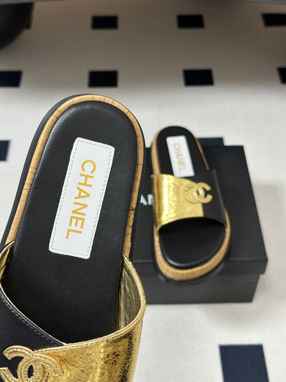 Chanel 2026 Double C Buckle Platform Sandals Sheepskin 834735