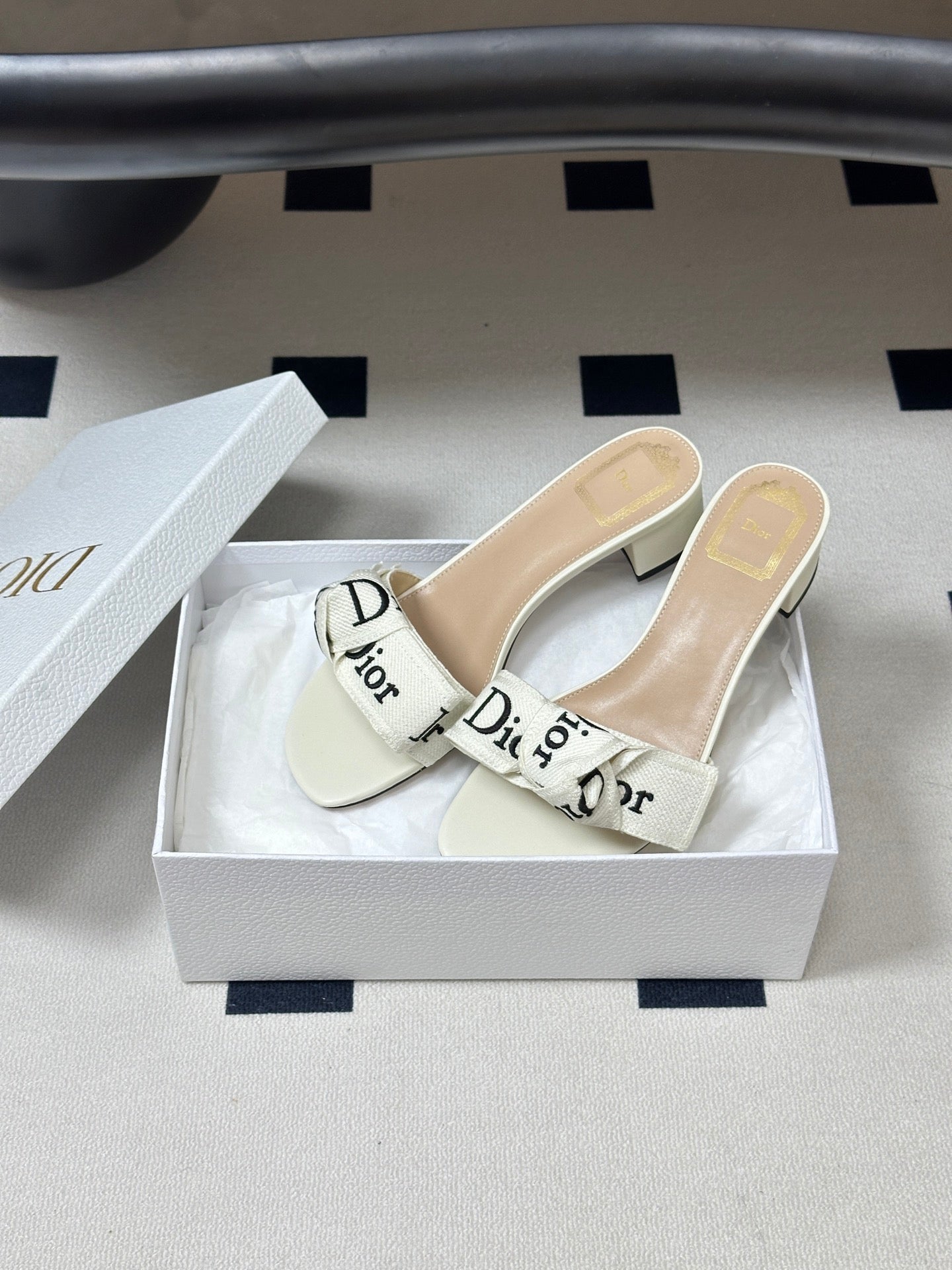 Dior 2026 J'Adior Classic Logo Webbing Bow Sandals 35mm Fabric Leather 846997